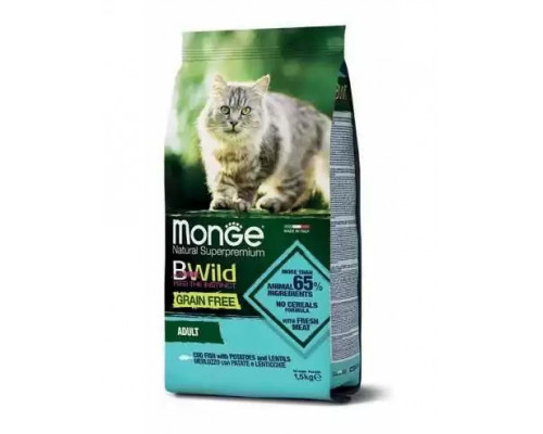 MONGE DRY CAT BWILD GF Cod fish/Lentils/Potat 1.5kg