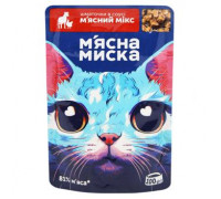 Влажный корм для кошек Мясная Миска кусочки в соусе - мясной микс (100 г)