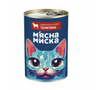 Кусочки в соусе Мясная миска для взрослых кошек с телятиной 415 г