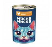 Кусочки в соусе Мясная миска для взрослых кошек с курицей 415 г