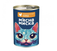 Кусочки в соусе Мясная миска для взрослых кошек с курицей 415 г