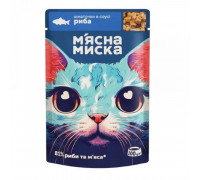 Влажный корм для кошек Мясная Миска кусочки в соусе с рыбой (100 г)