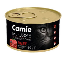 Влажный корм для кошек Carnie мусс с говядиной, черникой, петрушкой и желе - 85 г