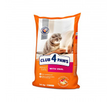 Club 4 Paws Сухой корм для взрослых кошек с телятиной Развес (KG)