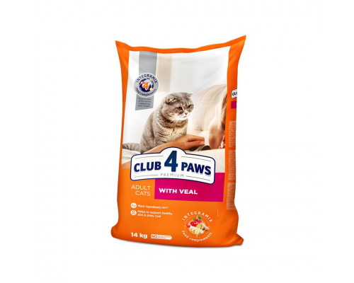 Club 4 Paws Сухой корм для взрослых кошек с телятиной Развес (KG)