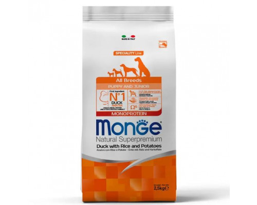 MONGE DRY DOG ALL BREED PUPPY Duck/Rice/Potatoes 2,5kg
