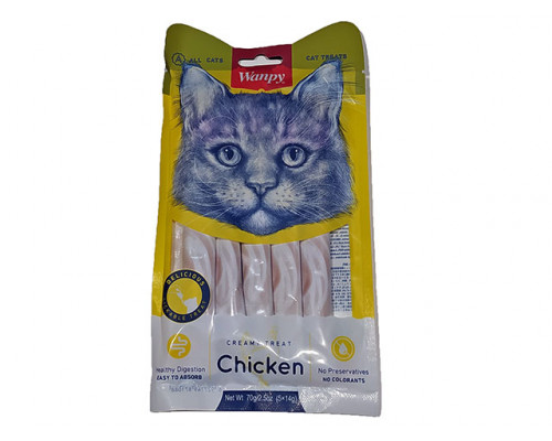 WANPY Кремовое лакомство с курицей, для кошек, 70г, 5шт, (40020)