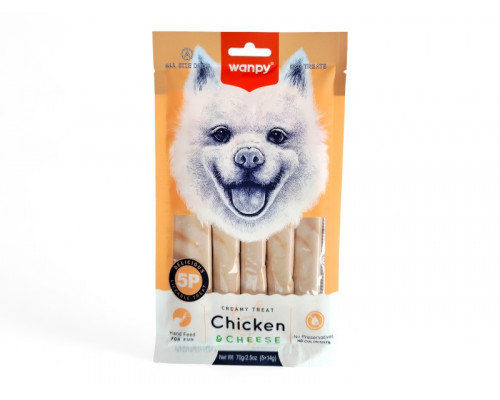 WANPY Кремовое лакомство с курицей и сыром, для собак, 70г, 5шт, (40060)