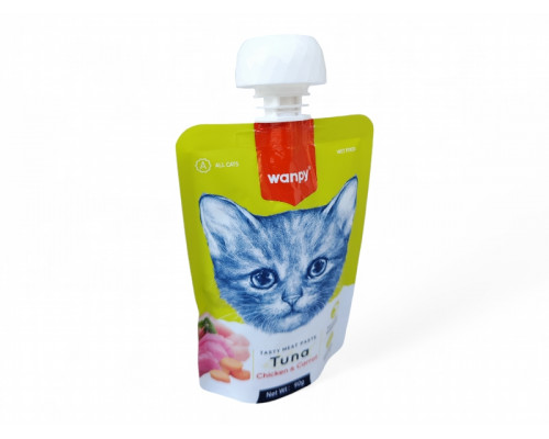 WANPY Мясная паста с тунцом, для кошек, 90г, (40090)