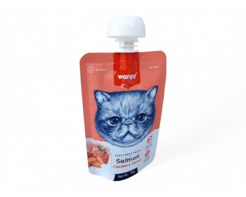 WANPY Мясная паста с лососем, для кошек, 90г, (40091)