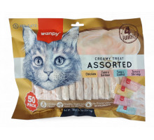 WANPY Кремовое лакомство, Ассорти 4 вкуса, для кошек, 700г, уп. 50шт по 14г, (40101)