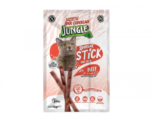 Jungle Мясные палочки для кошек, с говядиной, 3*5г, JNGS-003, (40103)
