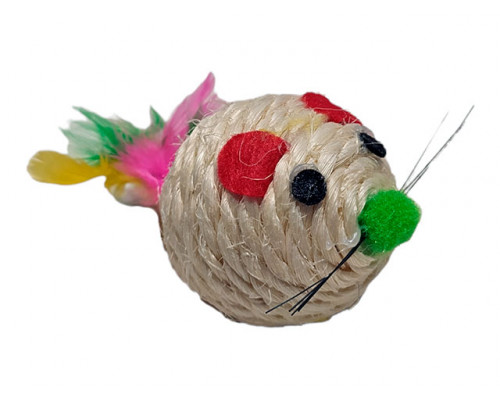 Игрушка веревочная с перьями Мордочка мал, (41076)