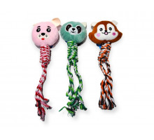 Мягкая игрушка, плюш + веревка, с пищалкой, разн цв, 30*10см, (41320)