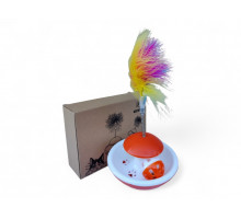 Игрушка для кошек, неваляшка с перьями и мячиком, (41369)