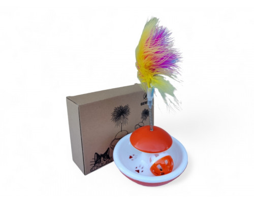Игрушка для кошек, неваляшка с перьями и мячиком, (41369)