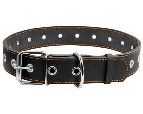 Ошейник COLLAR безразмерный 0295, 35mm*69 см, черный, коричневый, (43227)