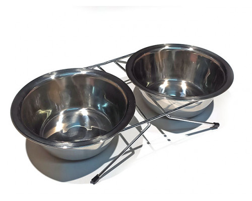 Миски металлические на подставке 2шт*17см, №3, (43244)