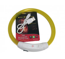 Ошейник силиконовый светящийся с защелкой, с USB зарядкой, 70см, "L"