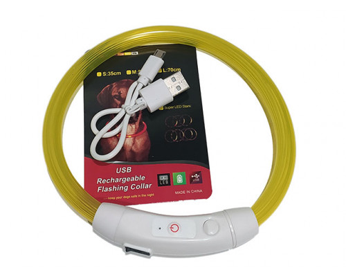 Ошейник силиконовый светящийся с защелкой, с USB зарядкой, 70см, "L"