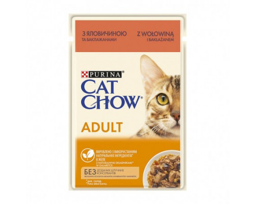 Корм для кошек Purina Cat Chow Adult с говядиной и баклажанами в желе 85 г.