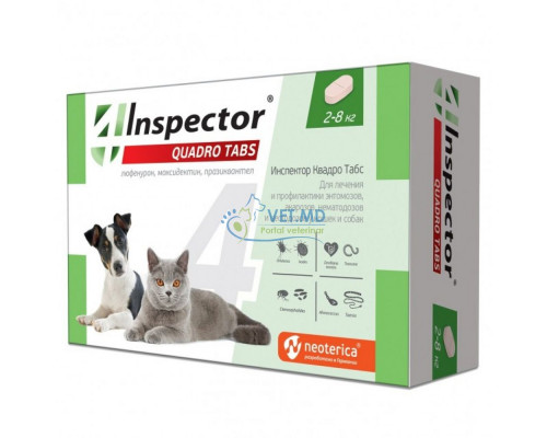 Inspector Quadro Tabs для собак и кошек 2-8 кг, 1 таблетка