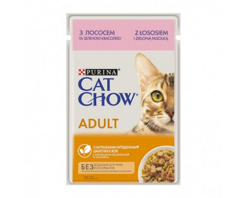 Корм для кошек Purina Cat Chow Adult с лососем и зеленой фасолью в желе 85 г.