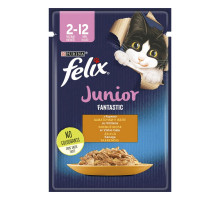 Корм для котят Purina Felix Fantastic кусочки в желе Junior, 85г.