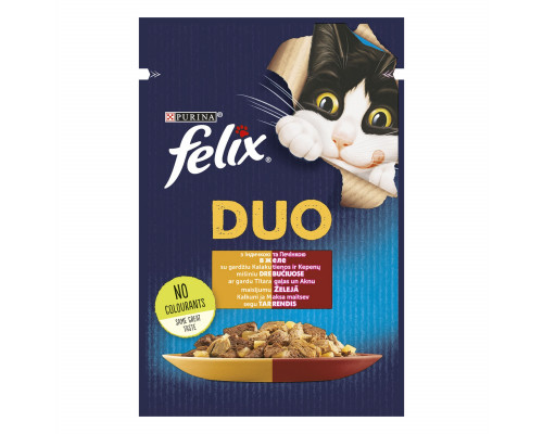 Корм для кошек Purina Felix Duo индейка с печенью, 85г.