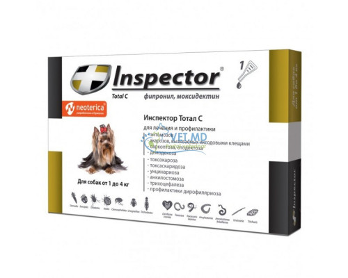 Inspector Total C капли для собак 1-4 кг, 1 пипетка