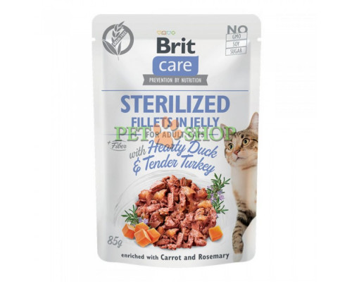 Brit Care Cat Sterilized 85 gr с уткой и индейкой в желе