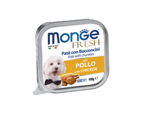 MONGE DOG FRESH Pate and chunkies with chicken 100gr.