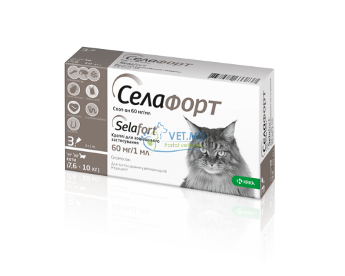 Селафорт (селамектин) 60 мг спот-он для кошек 7,6-10 кг ,1 пипеткa