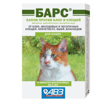 БАРС противопаразитарные капли для кошек, 1 пипетка