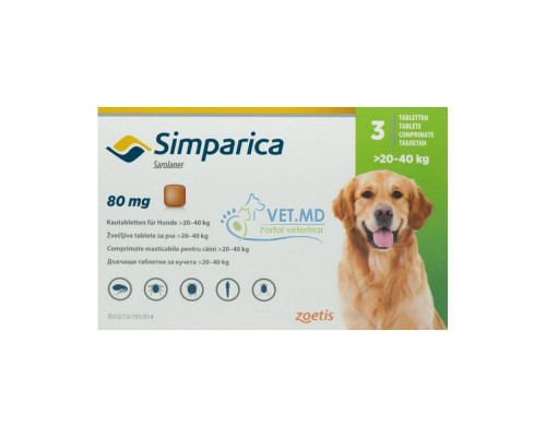 Симпарика для собак  20-40 kg, 1 таблетка