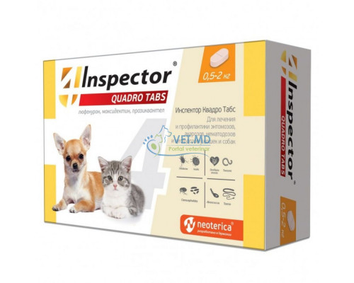 Inspector Quadro Tabs для собак и кошек 0,5-2 кг, 1 таблетка