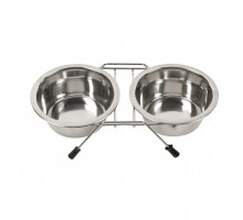DUVO PLUS метал. миски на подставке 11см, №1 DINNER SET WIRE STAND + BOWLS SILVER