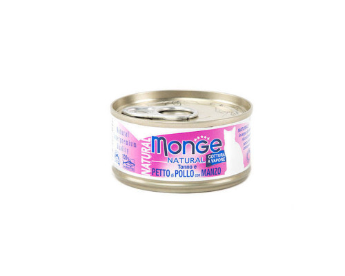 MONGE CAT NATURAL Can Tuna & chicken with beef 80gr.