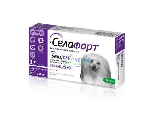 Селафорт (селамектин) 30 мг Spot-On cобаки 2,6–5 кг, 1 пипетка