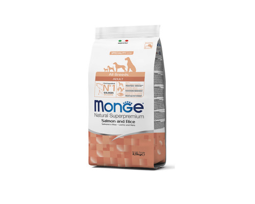 MONGE DRY DOG ALL BREED ADULT Salmone/Rice 2,5kg
