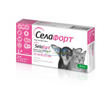 Селафорт (селамектин) 15 мг спот-он для кошек, собак до 2,5 кг - 1 пипеткa.