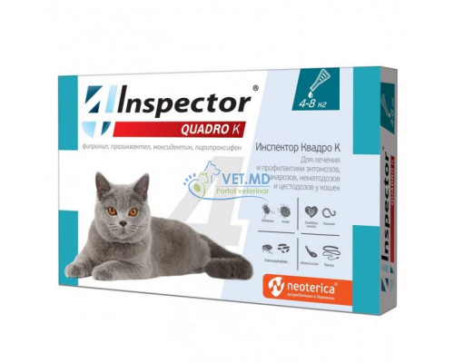 Inspector Quadro K капли для кошек 4-8 кг, 1 пипетка