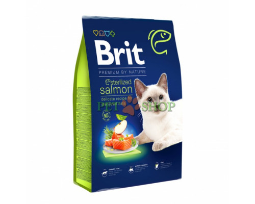 Brit Premium by Nature Cat Sterilized с лососем 8 кг