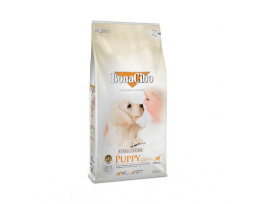 BonaCibo Hypoallergenic Puppy Chicken with Anchovy & Rice, с курицей и рисом для щенков, 15 кг
