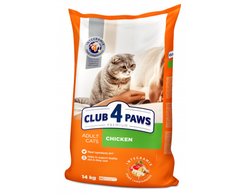 CLUB 4 PAWS Premium «Chicken»  Complete dry pet food for adult cats 14 кг