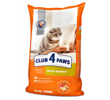 CLUB 4 PAWS Premium «With rabbit». Complete dry pet food for adult cats 14 кг