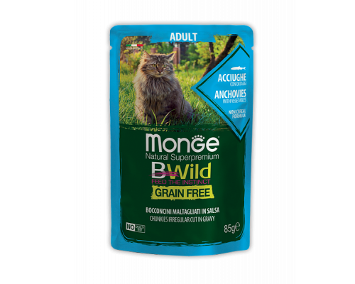 MONGE CAT BWILD POUCH Adult Anchovies/Vegetables 85gr