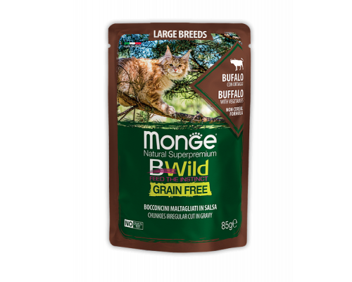 MONGE CAT BWILD POUCH Large Breed Buffalo/Vegetables 85gr