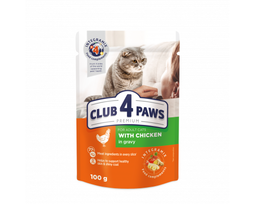 Club 4 Paws корм для взрослых кошек — с курицей в соусе