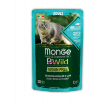 MONGE CAT BWILD POUCH Adult Codfish/Shrimp/Vegetables 85gr